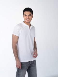 Белая рубашка ПОЛО с эластаном мужская